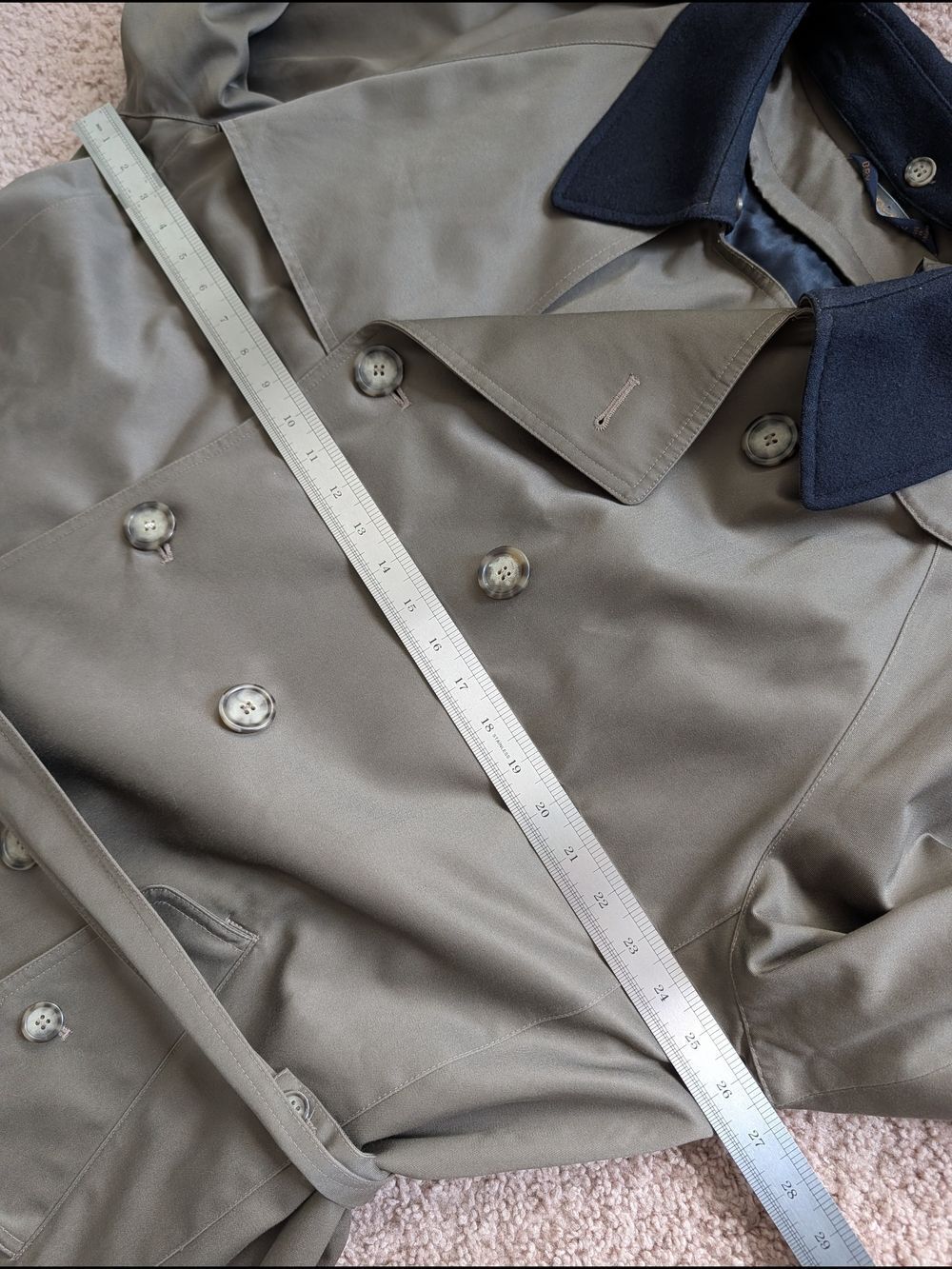 Chaps Ralph Lauren Mens Olive Green Vintage Double Breasted Trench Coat Size 46R - Picture 14 of 16
